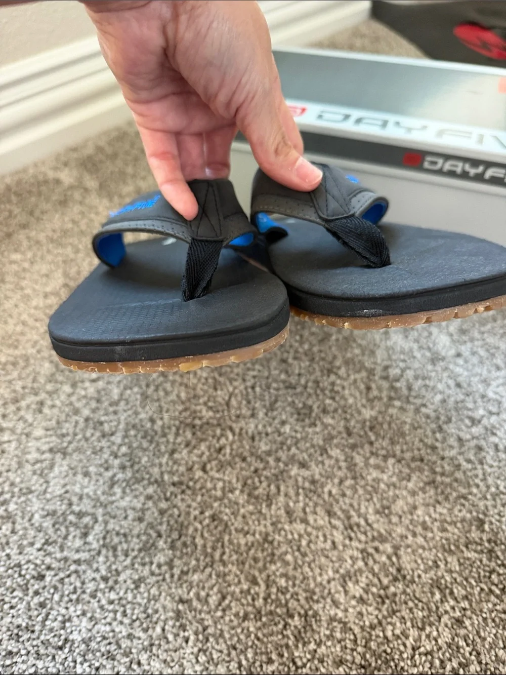 DayFive Men’s Black Flip-Flops with Blue Accents